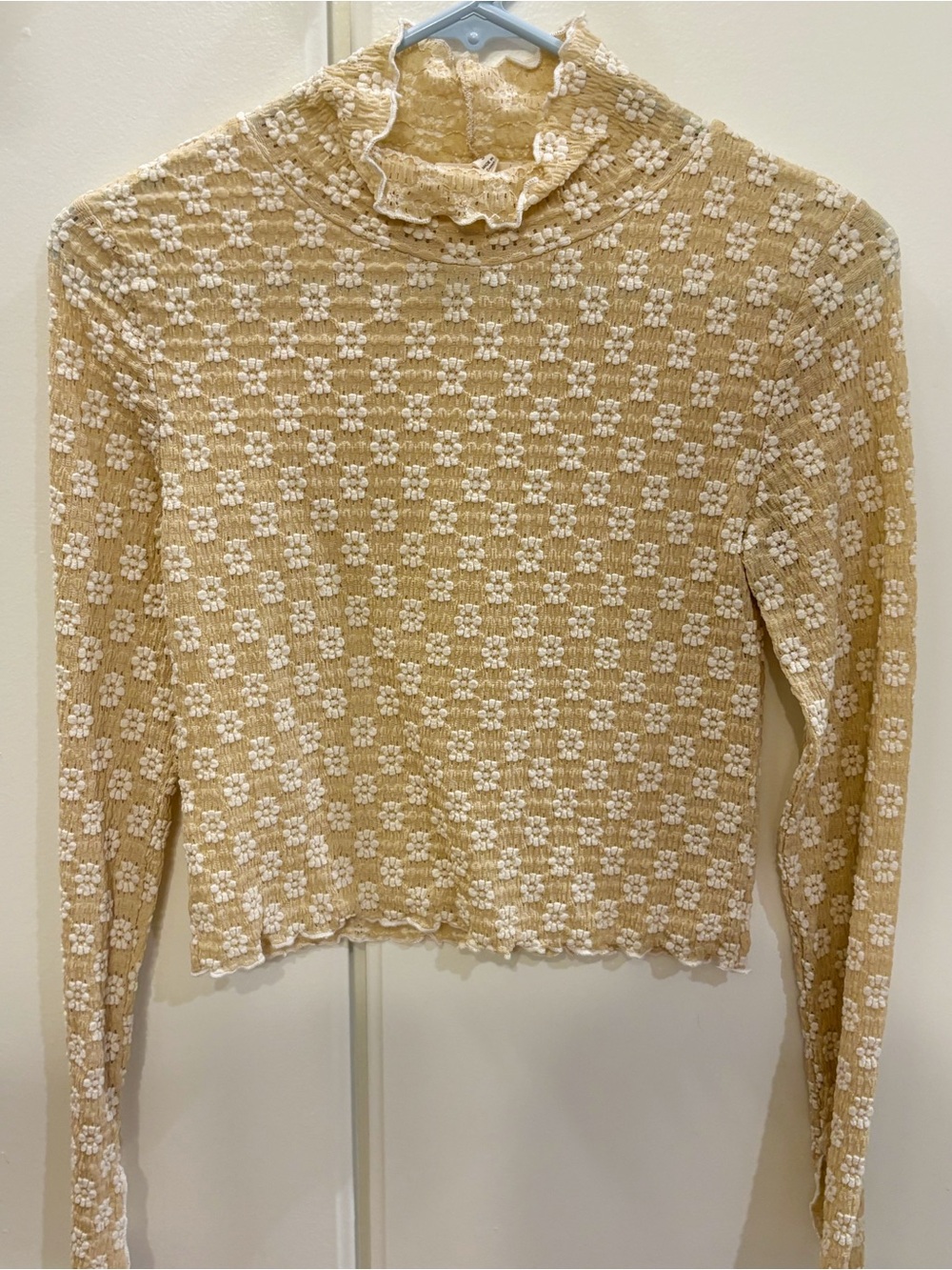 Promesa Beige Floral Mock Neck Long Sleeve Top